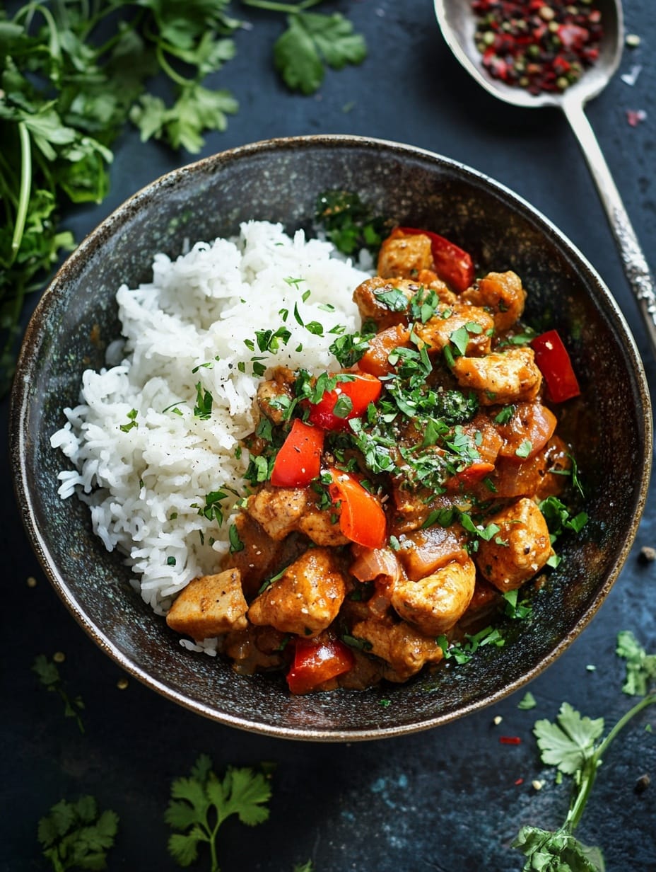 Kycklinggryta med ris och paprika