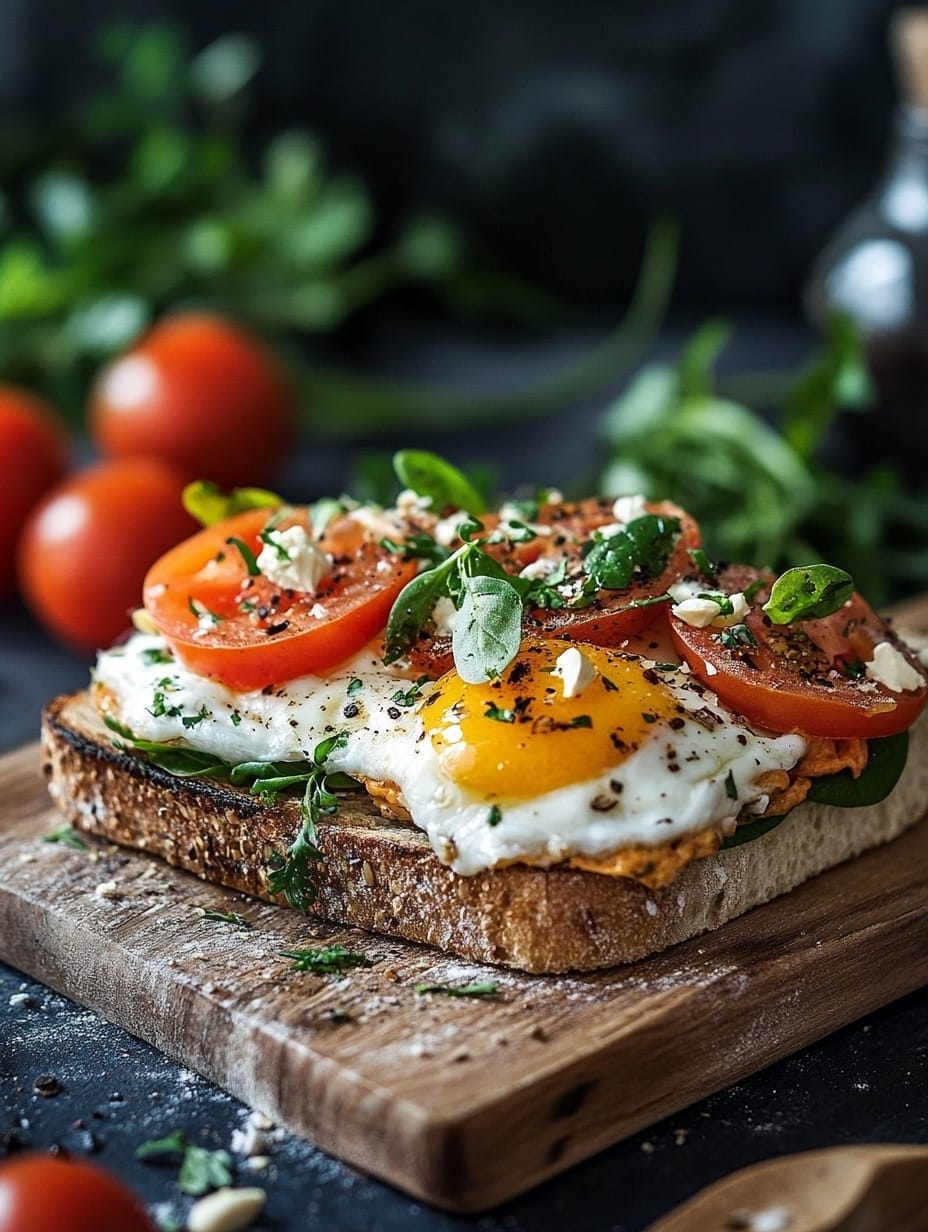 Surdegsbröd med stekt ägg