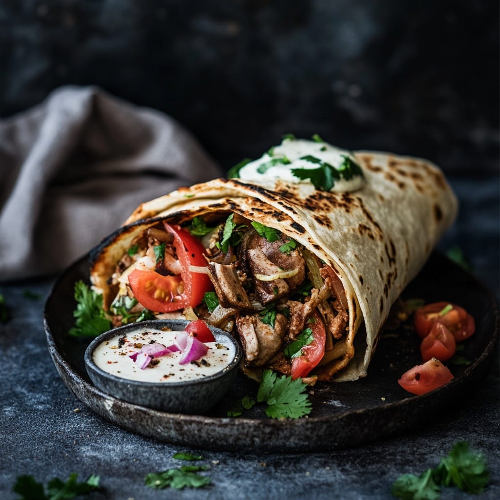 Kycklingkebab med hemmagjord vitlökssås