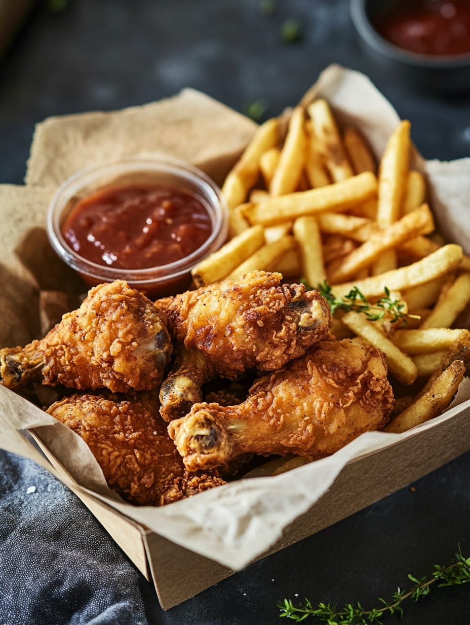 Krispig friterad kyckling med pommes frites