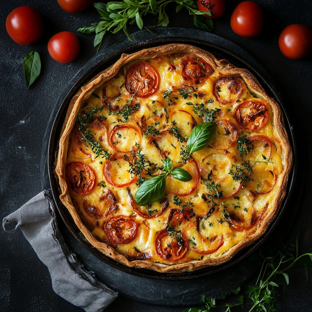 Tomat- och basilikaquiche