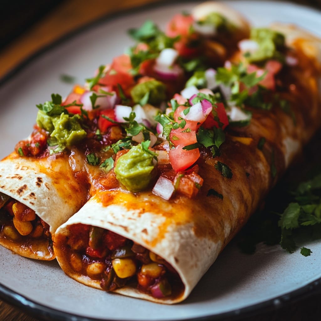 Vegetariska Enchiladas med Salsa och Guacamole