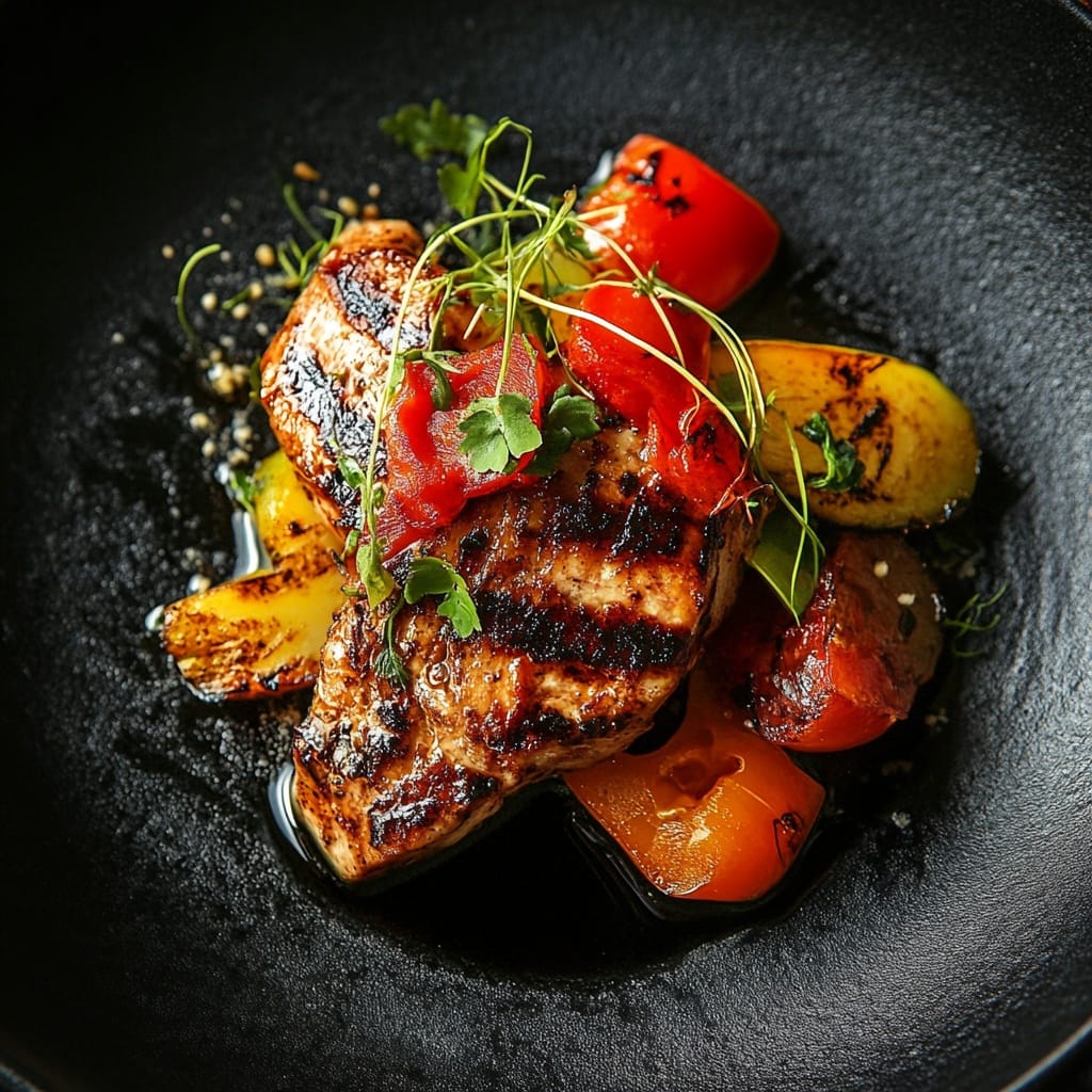 Grillad kyckling med rostad paprika