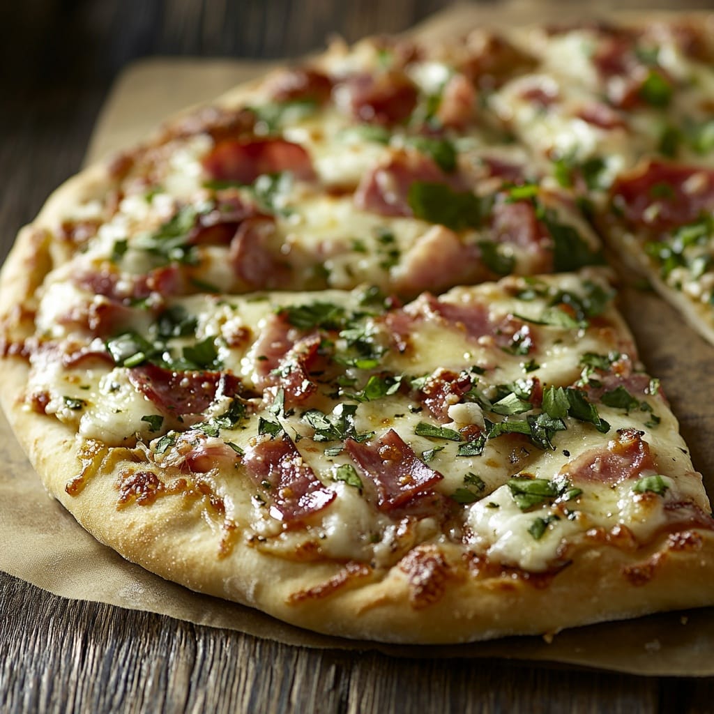 Prosciutto och Mozzarella Pizza med Färska Örter