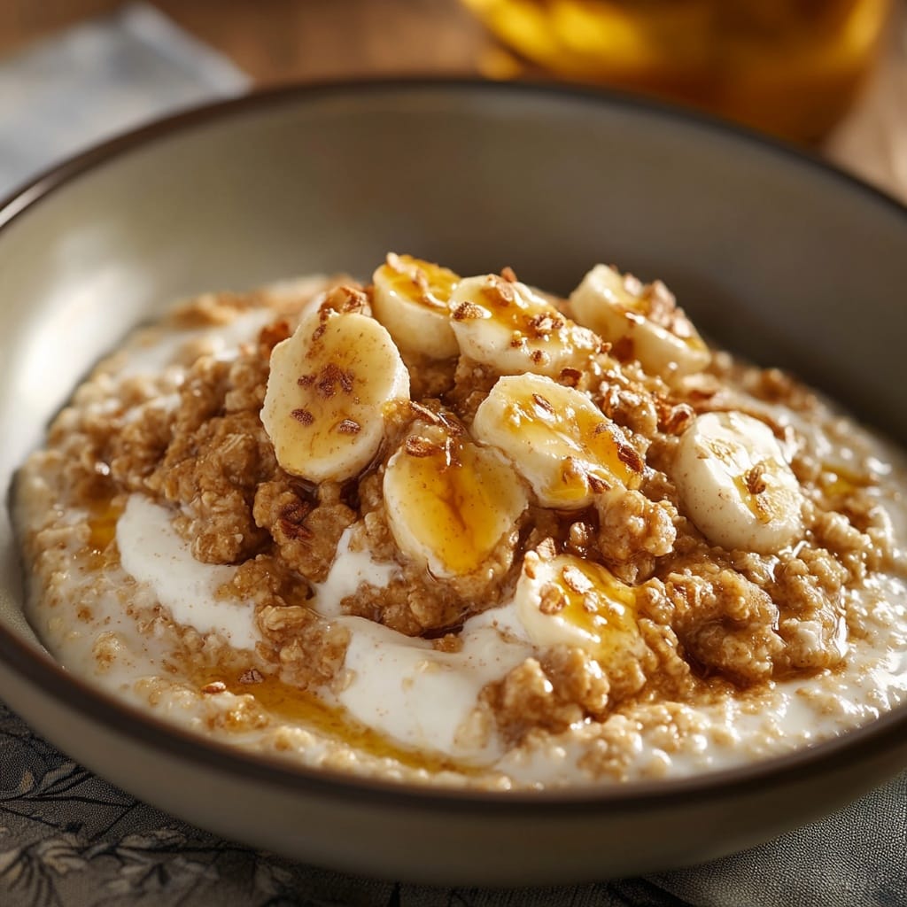 Krämig havregrynsgröt med banan och honung