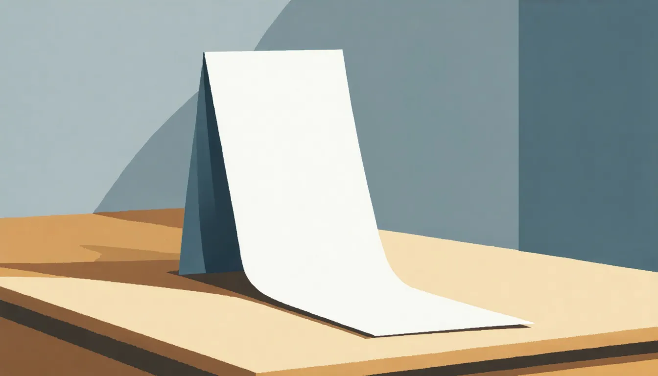 Stiliserad illustration av en vikt, blank valsedel på ett träbord vid en enkel valskärm i dämpade gråblå toner.