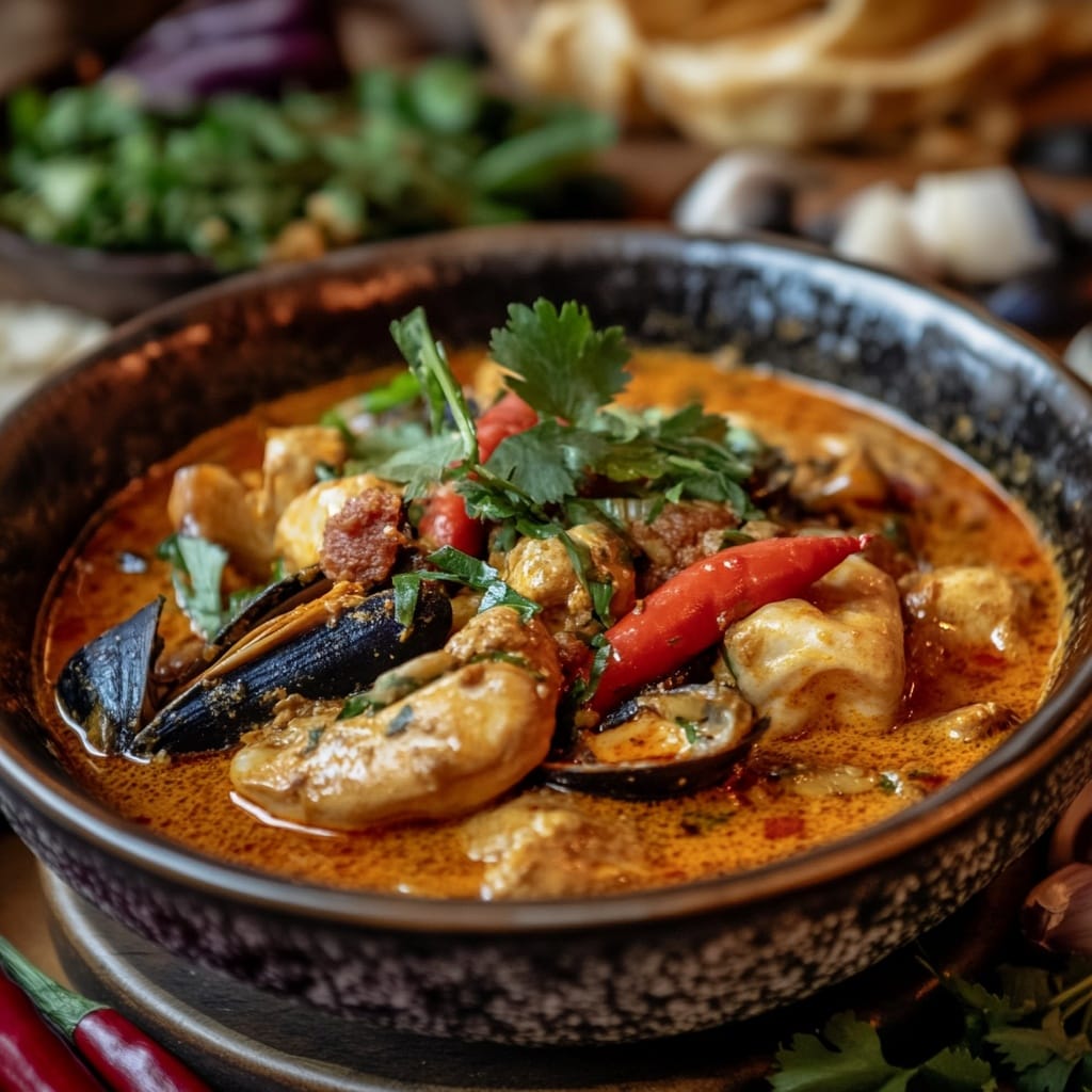 Krämig Thailändsk Skaldjurssoppa